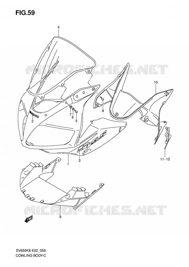 KUIP (MODEL K8 WITH COWLING) Suzuki MOTO 650 SV 2009  SV650SUK9(E2)