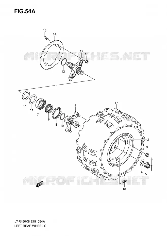 LINKERHAND ACHTERWIEL (MODEL K8/K9/L0) Suzuki QUAD 450 QUADRACER 2007  LT-R450K7(E19)