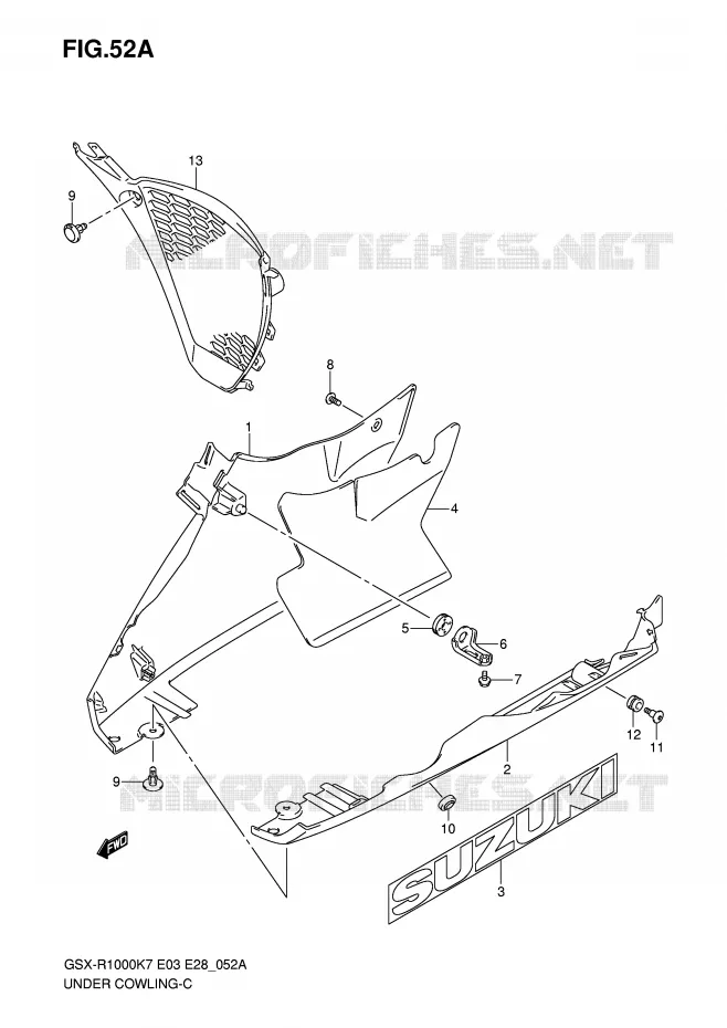 ONDER COWLING (MODEL K8) Suzuki MOTO 1000 GSX-R 2007  GSX-R1000 K7 (E33)