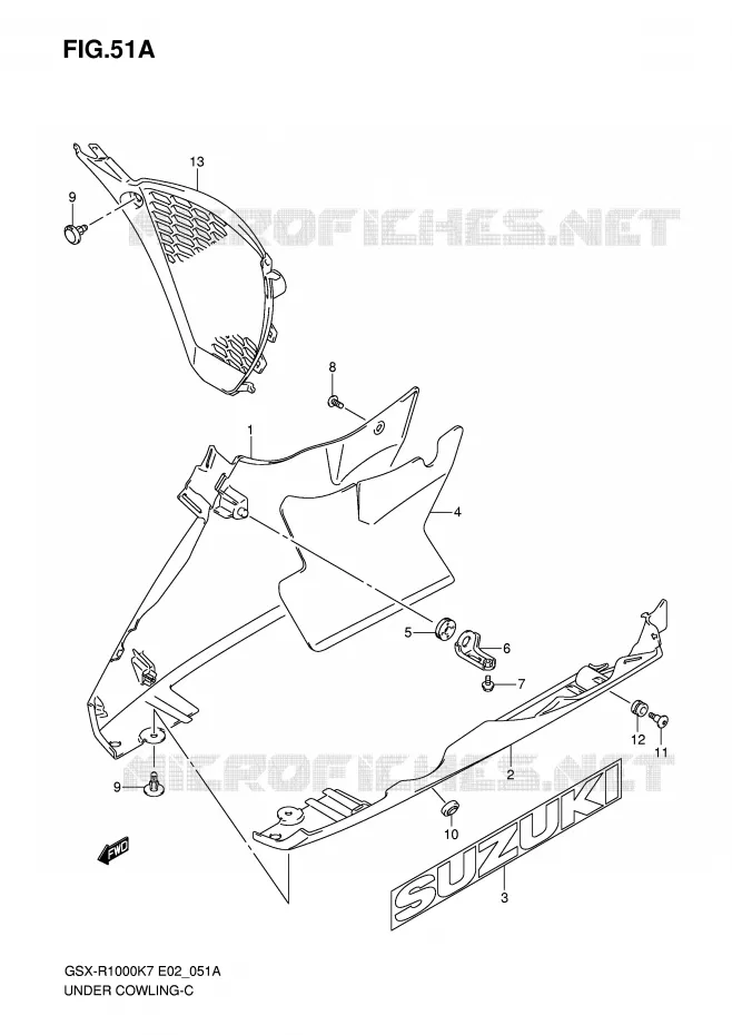 ONDER COWLING (MODEL K8) Suzuki MOTO 1000 GSX-R 2007  GSX-R1000U2K7(E2)