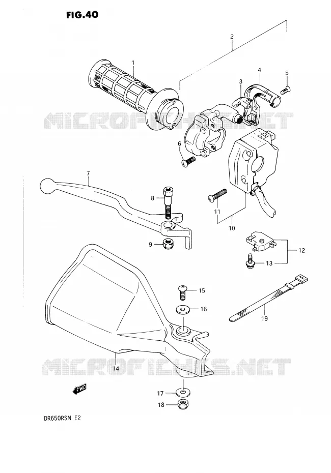 RIGHT SWITCH - HANDGREEP Suzuki MOTO 650 DR 1990  DR650RSUL(E2)