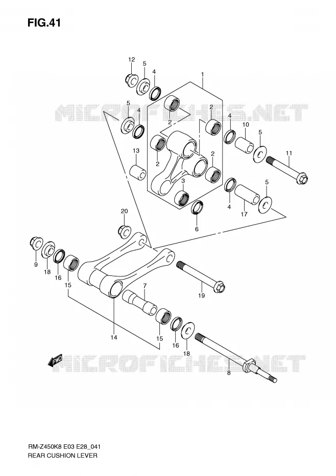 SCHOKBREKER AANEENSCHAKELING (RM-Z450K8/K9) Suzuki MOTO 450 RM-Z 2010  RM-Z450L0(E3/E28)