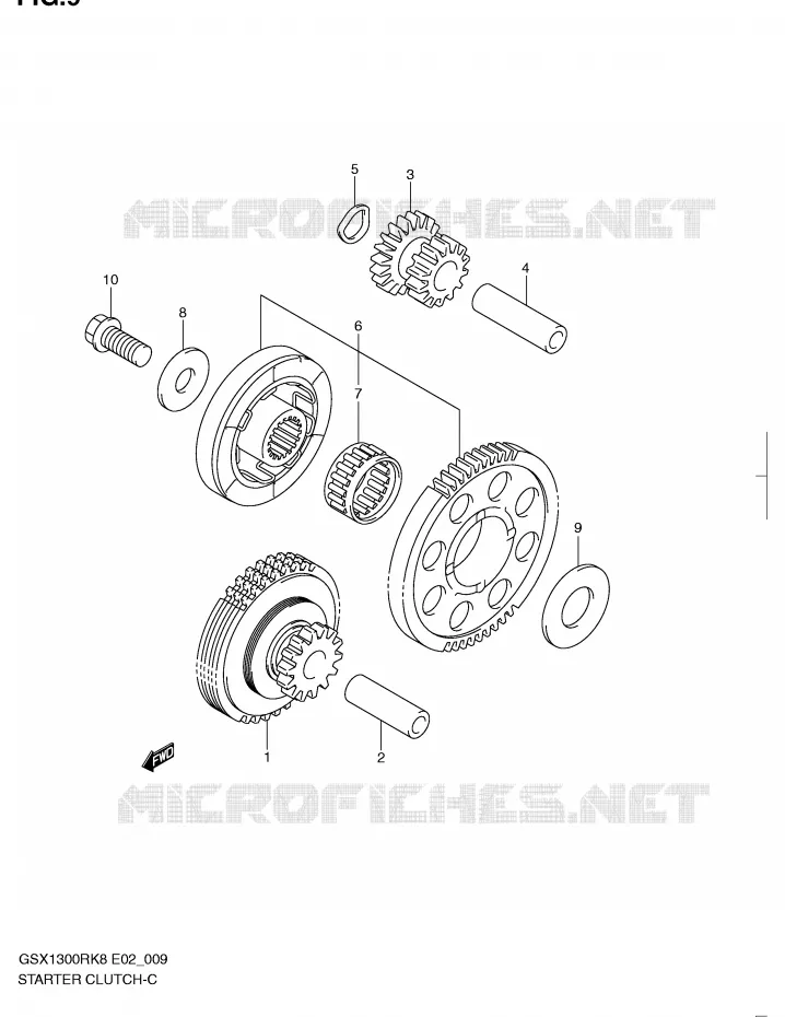 STARTMOTOR CLUTCH Suzuki MOTO 1300 HAYABUSA 2009  GSX1300RUFK9(E2)