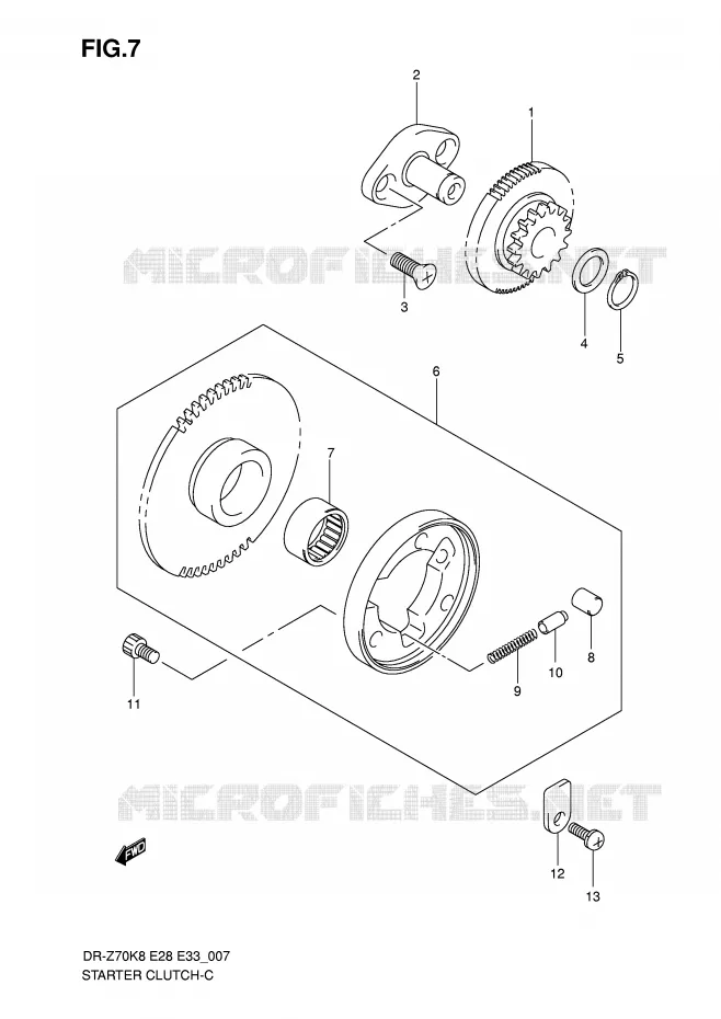 STARTMOTOR CLUTCH Suzuki MOTO 70 DR-Z 2012  DR-Z70L0(E28/E33)