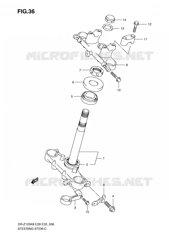 STUURKOLOM (E28) Suzuki MOTO 125 DR-Z 2011  DR-Z125LL0(E28/E33)