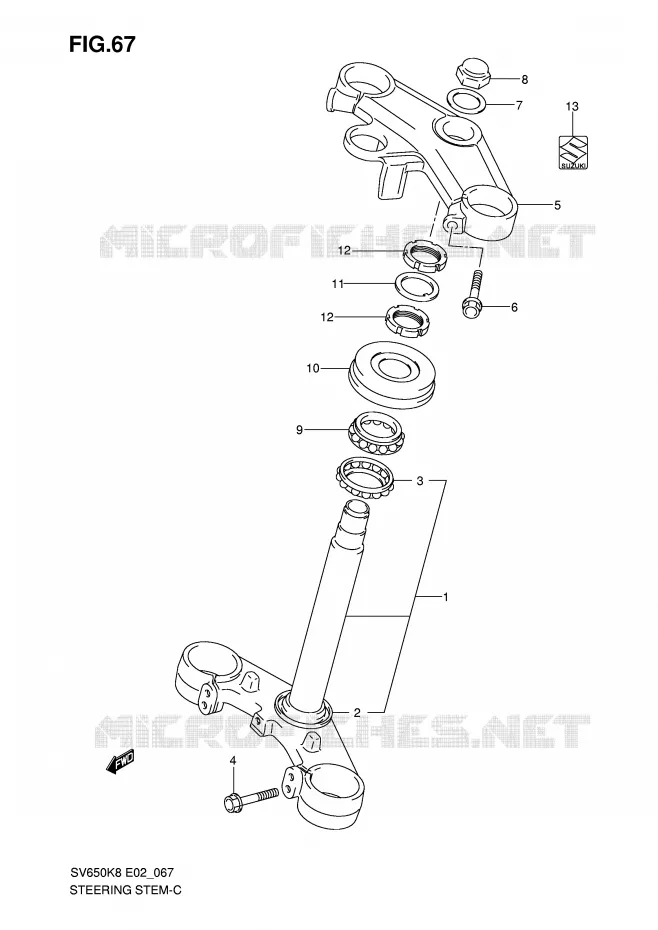 STUURKOLOM (VOIR NOTE) Suzuki MOTO 650 SV 2008  SV650SUK8(E2)