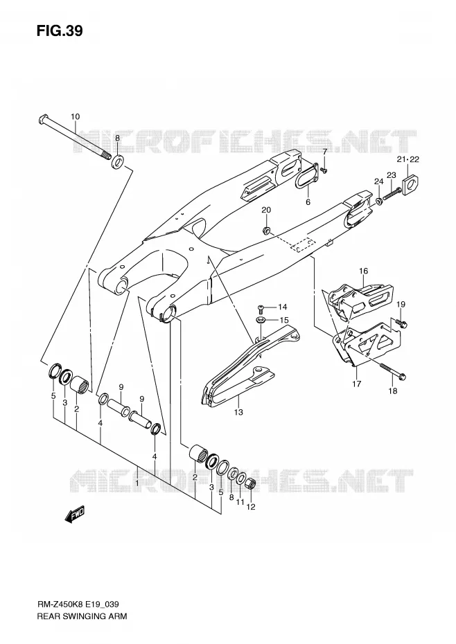 SWINGARM (RM-Z450K8/K9) Suzuki MOTO 450 RM-Z 2008  RM-Z450K8(E19)