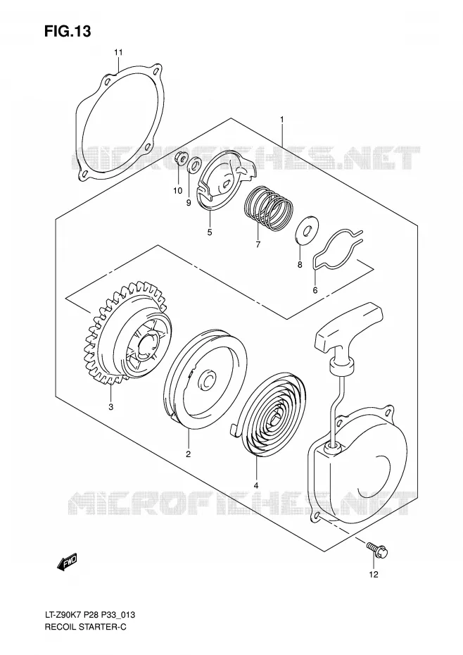 TERUGLOOPSTARTER Suzuki QUAD 90 QUADSPORT 2009  LT-Z90ZK9(P28/P33)