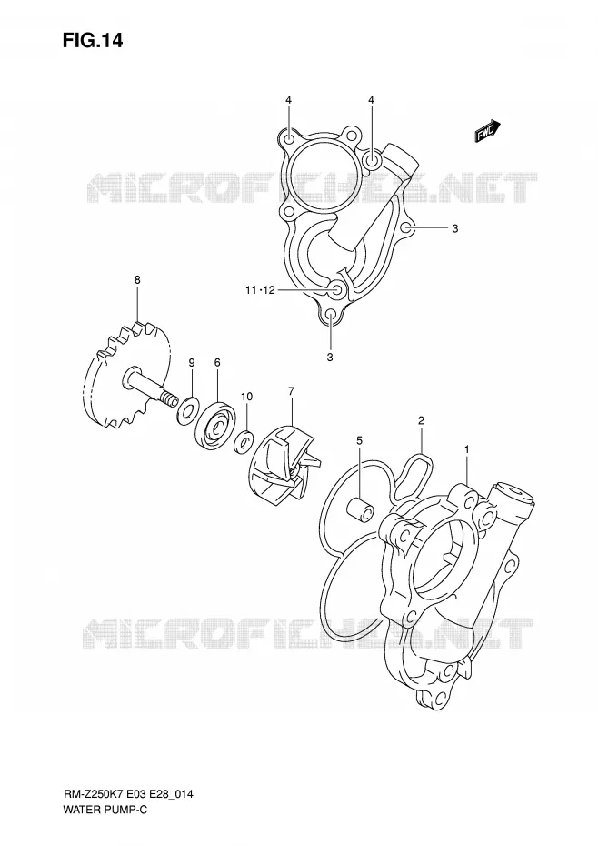 WATERPOMP Suzuki MOTO 250 RM-Z 2009  RM-Z250K9(E3/E28)