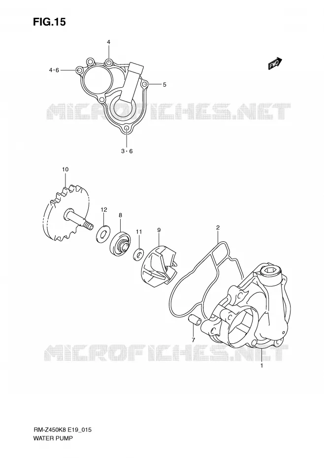 WATERPOMP Suzuki MOTO 450 RM-Z 2011  RM-Z450L1(E19)