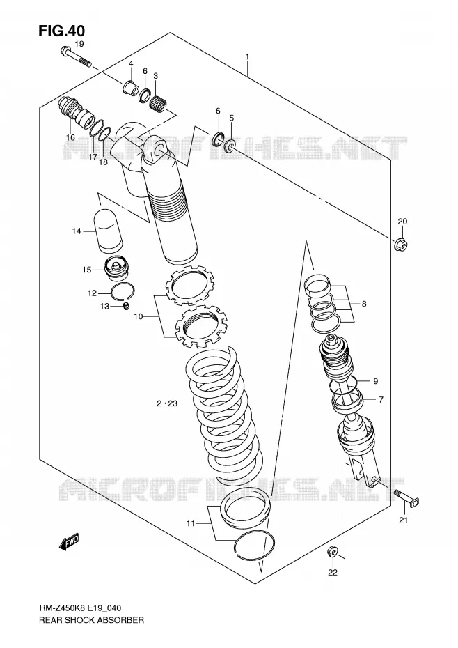 ACHTER SCHOKDEMPER (RM-Z450K8/K9) Suzuki MOTO 450 RM-Z 2011  RM-Z450L1(E19)