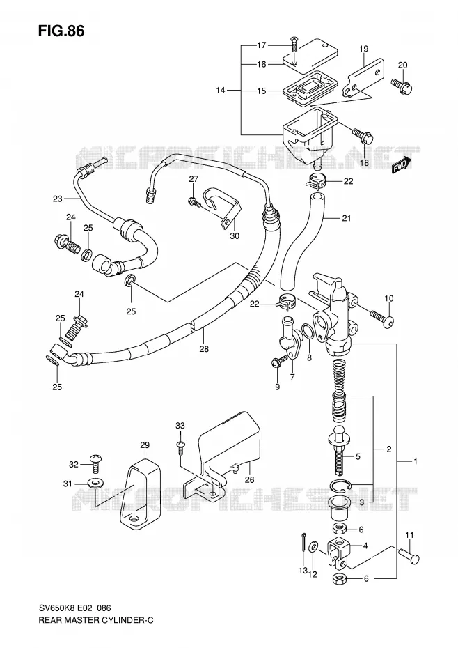 ACHTER hoofdremcilinder (SEE NOTE) Suzuki MOTO 650 SV 2009  SV650SUAK9(E2)