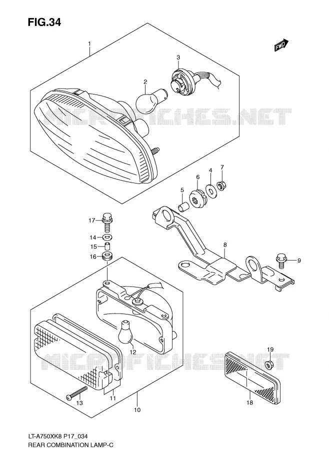 ACHTERLICHT (P17) Suzuki QUAD 750 KINGQUAD 2010  LT-A750XL0(P17)