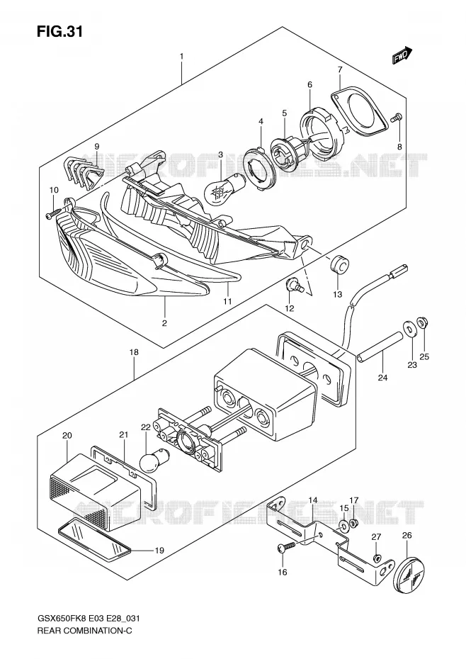 ACHTERLICHT Suzuki MOTO 650 GSX-F 2009  GSX650FAK9(E3/E28)