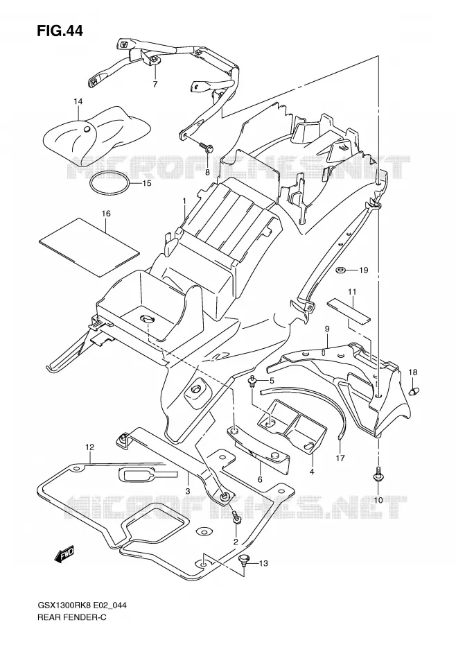 ACHTERSPATBORD Suzuki MOTO 1300 HAYABUSA 2009  GSX1300RK9(E2)