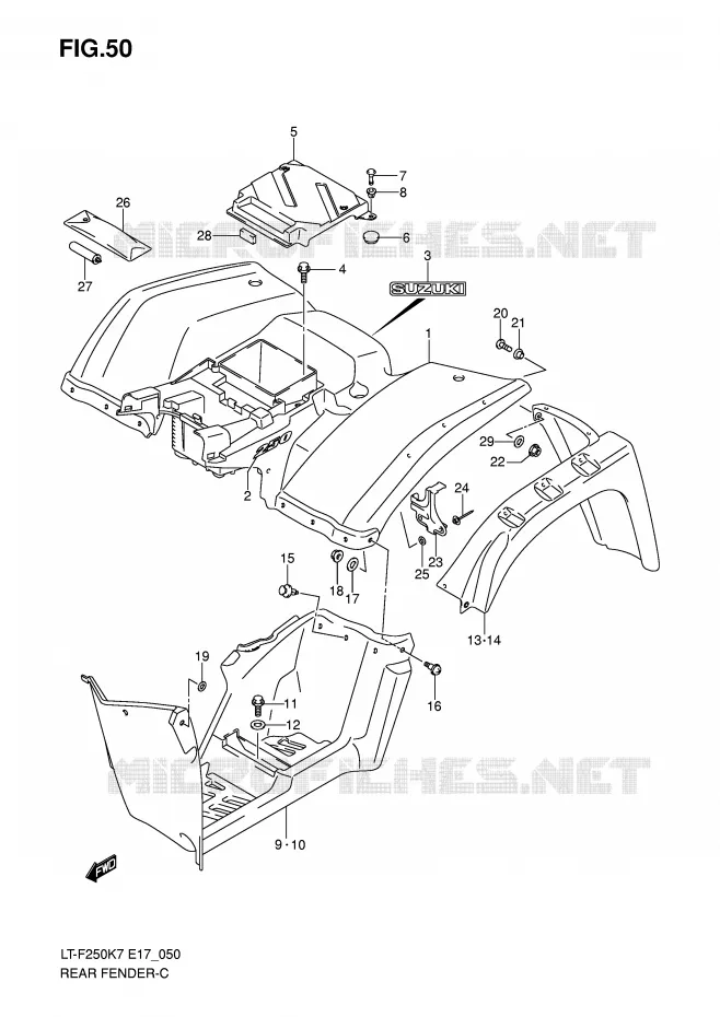 ACHTERSPATBORD Suzuki QUAD 250 OZARK 2007  LT-F250K7(E17)