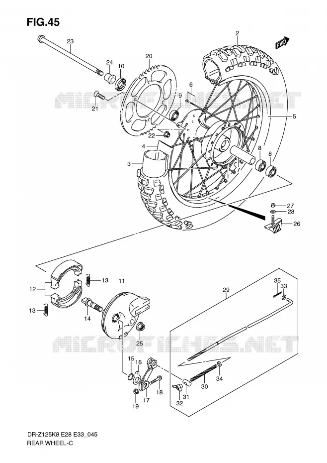 ACHTERWIEL (DR-Z125L) Suzuki MOTO 125 DR-Z 2011  DR-Z125LL0(E28/E33)