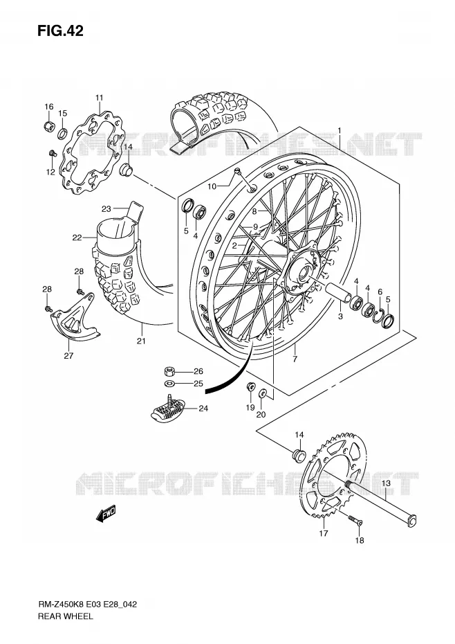 ACHTERWIEL (RM-Z450K8/K9/L0) Suzuki MOTO 450 RM-Z 2010  RM-Z450L0(E3/E28)