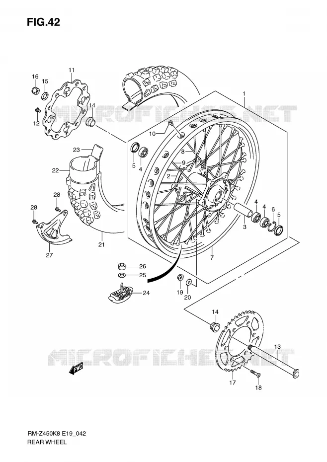ACHTERWIEL (RM-Z450K8/K9/L0) Suzuki MOTO 450 RM-Z 2012  RM-Z450L1(E19)