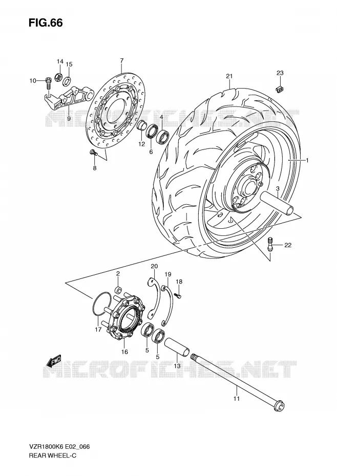 ACHTERWIEL (VZR1800K6/U2K6/K7/U2K7/ZK7/ZU2K7/NK8/NU2K8) Suzuki MOTO 1800 INTRUDER 2007  VZR1800U2K7(E2)