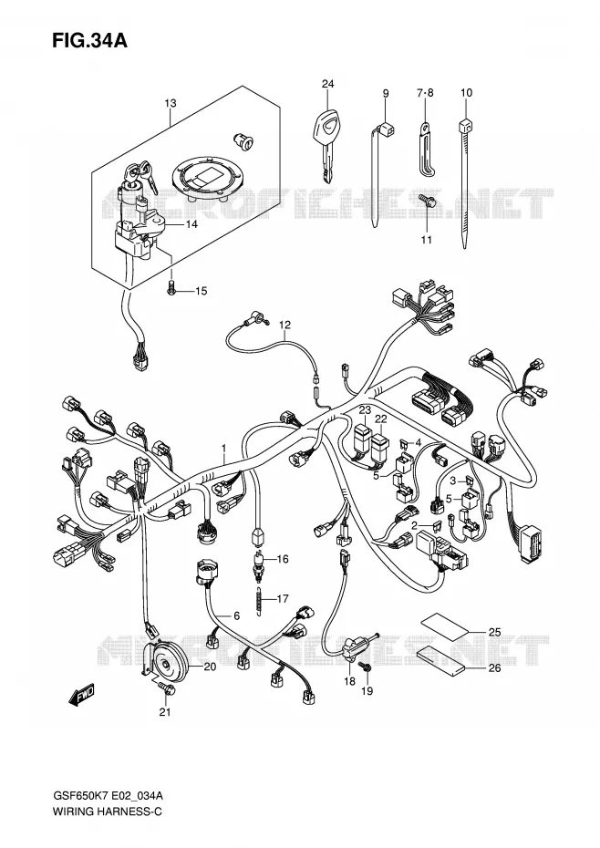 BEDRADING (GSF650AK7/AK8/UAK7/UAK8) Suzuki MOTO 650 BANDIT 2008  GSF650AK8(E2)