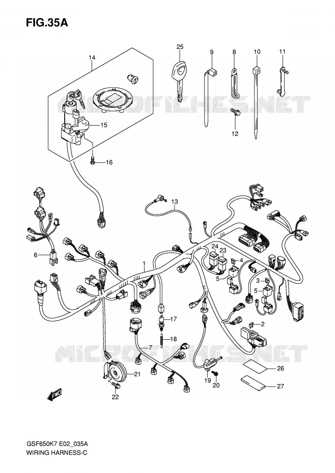 BEDRADING (GSF650SAK7/SAK8/SUAK7/SUAK8) Suzuki MOTO 650 BANDIT 2007  GSF650K7(E19)