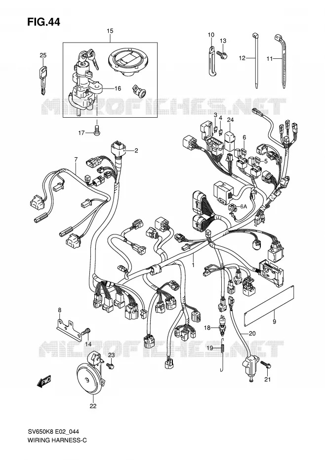 BEDRADING (SV650SAK8/SAK9/SUAK8/SUAK9/SAL0/ASUL0) Suzuki MOTO 650 SV 2009  SV650AK9(E2)