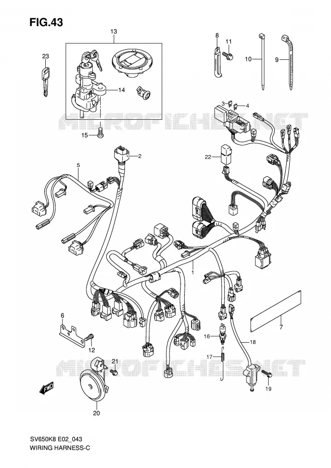 BEDRADING (SV650SK8/SK9/SUK8/SUK9/SL0/SUL0) Suzuki MOTO 650 SV 2008  SV650AK8(E2)