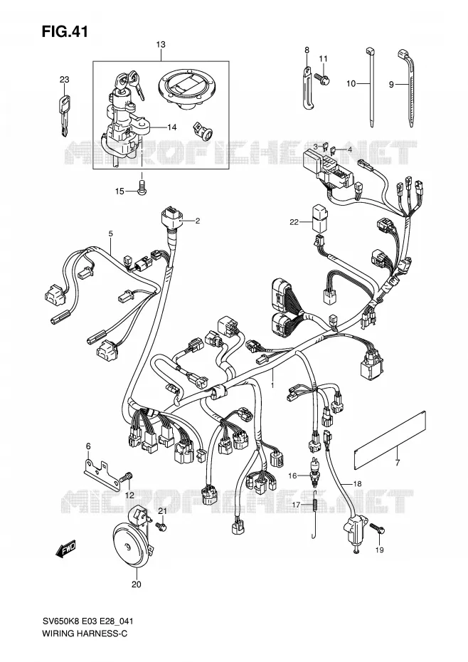 BEDRADING (SV650SK8/SK9) Suzuki MOTO 650 SV-S 2010  SV650SAL0(E3/E28)