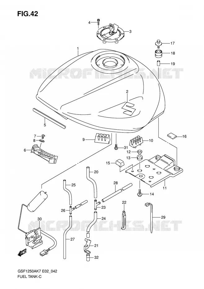 BENZINETANK (MODEL K7/K8) Suzuki MOTO 1250 BANDIT-N 2009  GSF1250K9(E2)