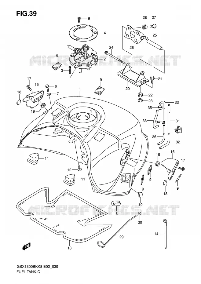 BENZINETANK (MODEL K8/K9) Suzuki MOTO 1300 B-KING 2012  GSX1300BKAU2K8(E2)