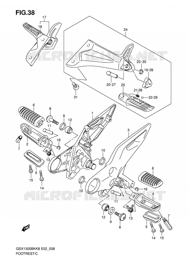 FOOTREST Suzuki MOTO 1300 B-KING 2009  GSX1300BKU2K8(E2)