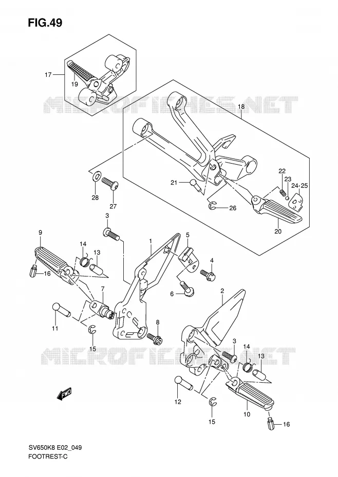 FOOTREST Suzuki MOTO 650 SV 2008  SV650SK8(E2)