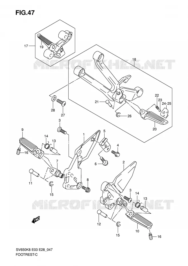 FOOTREST Suzuki MOTO 650 SV 2008  SV650SK8(E3/E28)