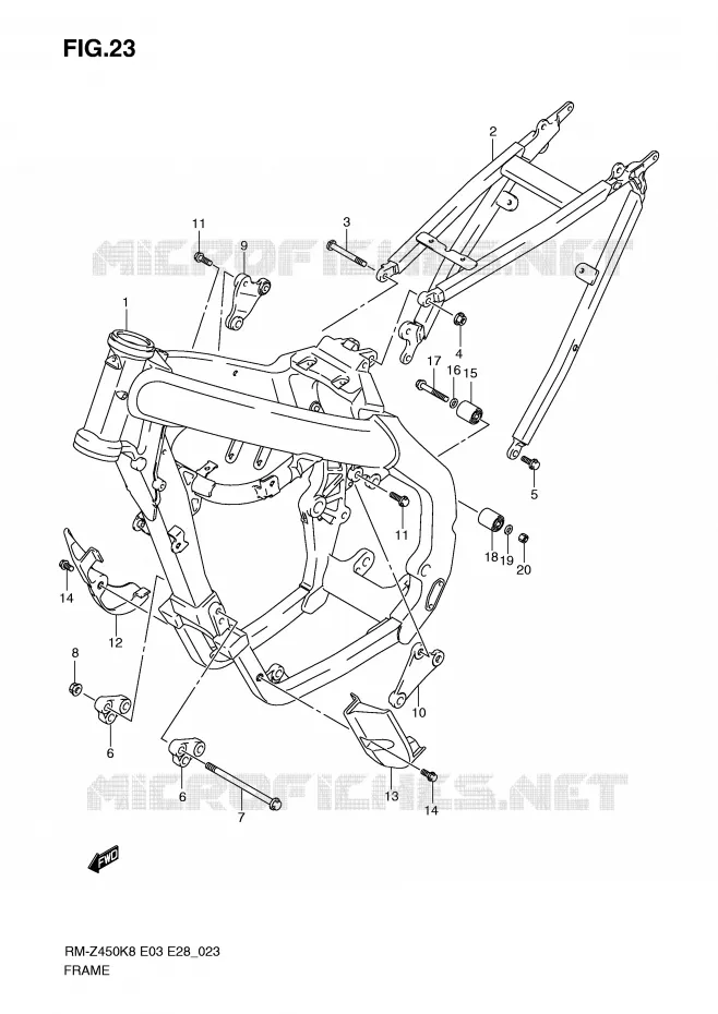 FRAME (RM-Z450K8/K9) Suzuki MOTO 450 RM-Z 2011  RM-Z450L1(E3/E28)