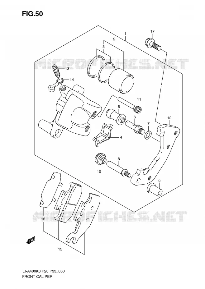 FRONT CALIPER Suzuki QUAD 400 EIGER 2009  LT-A400K9(P28/P33)