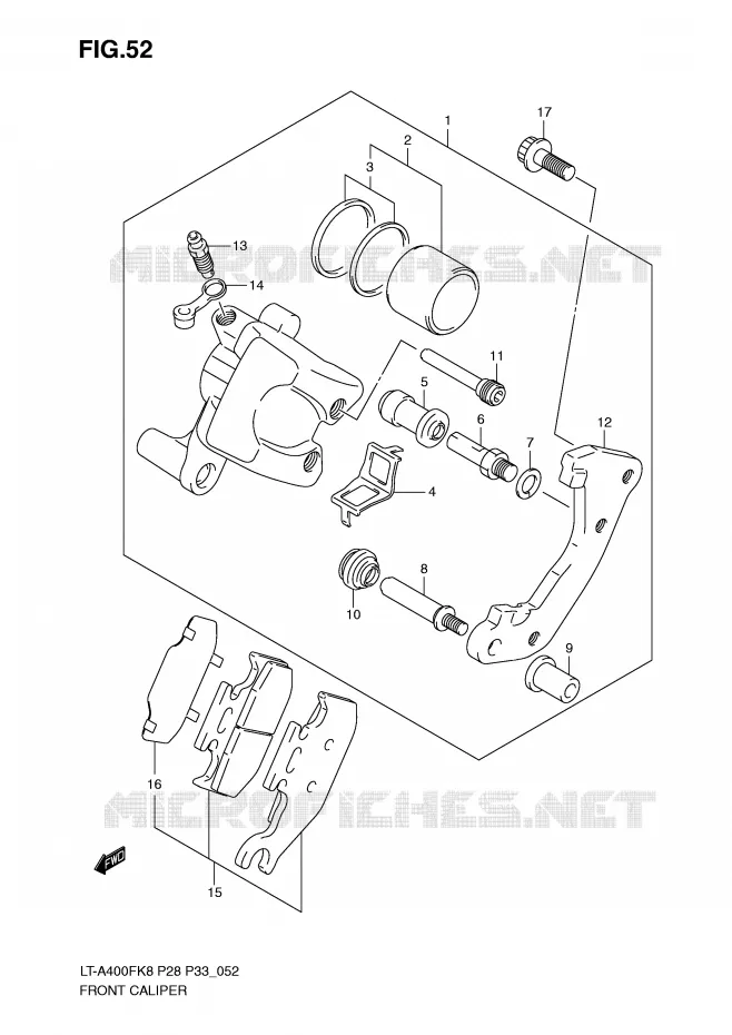 FRONT CALIPER Suzuki QUAD 400 KINGQUAD 2010  LT-A400FL0(P28/P33)