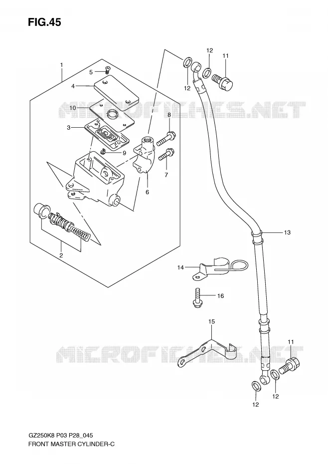 FRONT HOOFDREMCILINDER Suzuki MOTO 250 MARAUDER 2008  GZ250K8(P3)