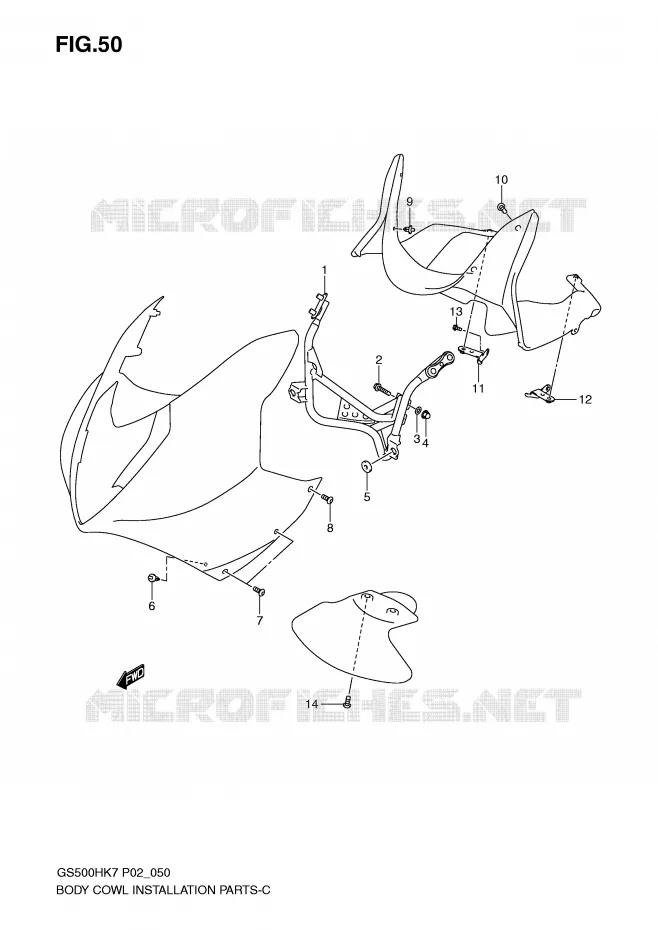 FRONT KUIP VERBLIJF  (WITH COWLING) Suzuki MOTO 500 GS-F 2007  GS500FHK7(P02)