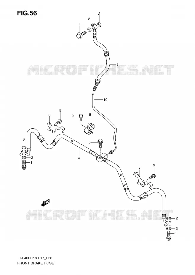 FRONT REMSLANG Suzuki QUAD 400 KINGQUAD 2008  LT-F400FK8(P17)