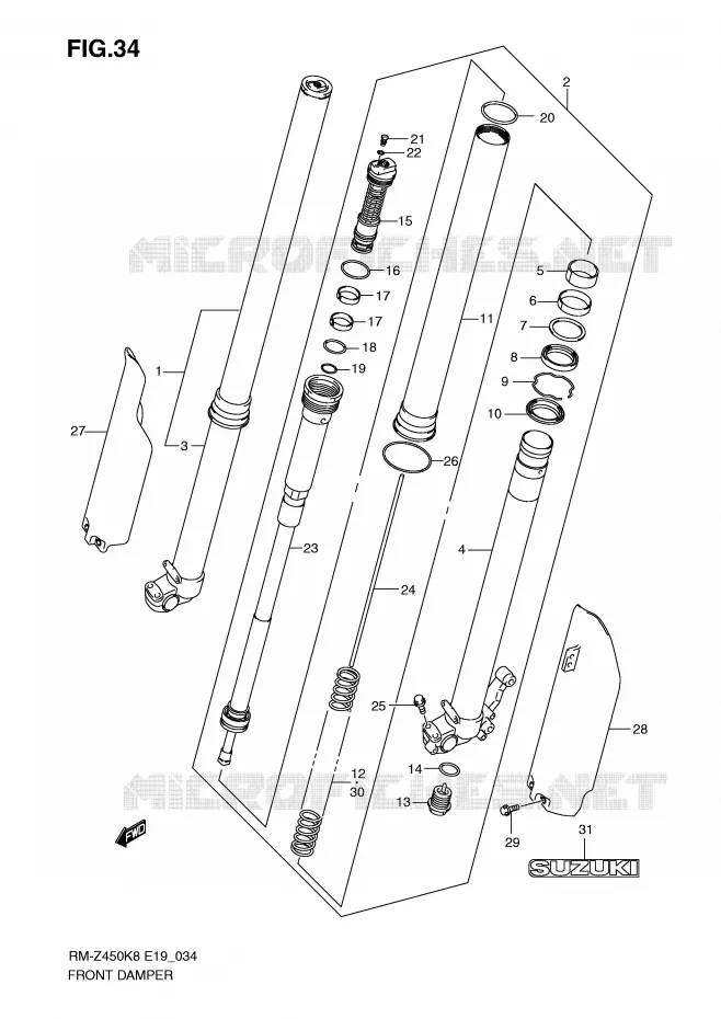 FRONT SCHOKDEMPER Suzuki MOTO 450 RM-Z 2010  RM-Z450L0(E19)