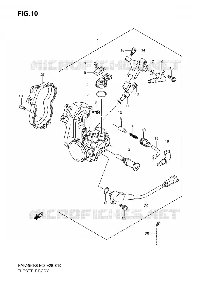 GASKLEPHUIS (RM-Z450K8/K9/L0) Suzuki MOTO 450 RM-Z 2009  RM-Z450K9(E3/E28)