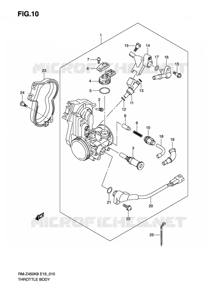 GASKLEPHUIS (RM-Z450K8/K9/L0) Suzuki MOTO 450 RM-Z 2011  RM-Z450L1(E19)