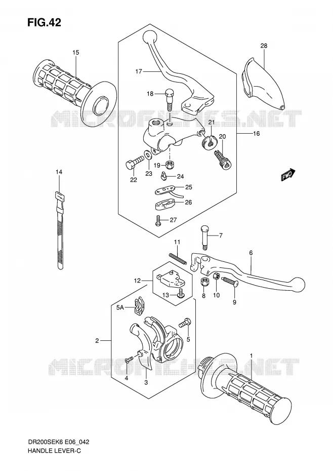 HEFBOMEN - HANDGRIPS (MODEL K6/K7/K8/K9 E24) Suzuki MOTO 200 DR 2007  DR200SEK7(E6)