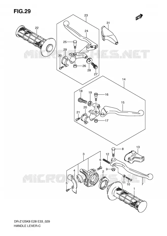 HEFBOMEN - HANDGRIPS (MODEL K8/K9) Suzuki MOTO 125 DR-Z 2009  DR-Z125K9(E28/E33)