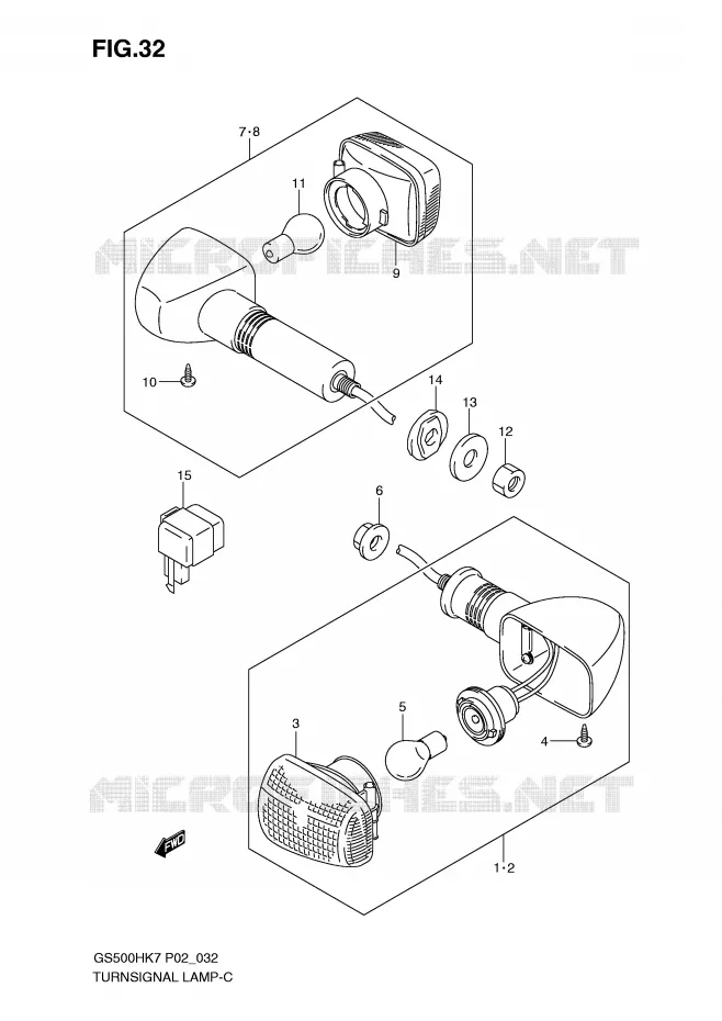 INDICATOREN (GS500H P2, P19, P24, P54, GS500HU P19) Suzuki MOTO 500 GS-F 2007  GS500FMK7(P02)