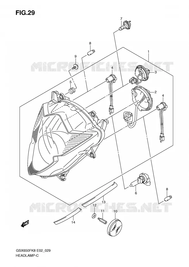 KOPLAMP Suzuki MOTO 650 GSX-F 2009  GSX650FAK9(E2)
