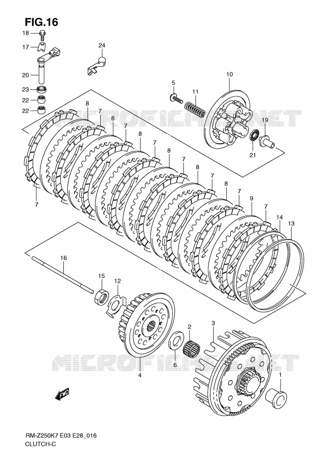 KOPPELING (MODEL K7) Suzuki MOTO 250 RM-Z 2007  RM-Z250K7(E3/E28)