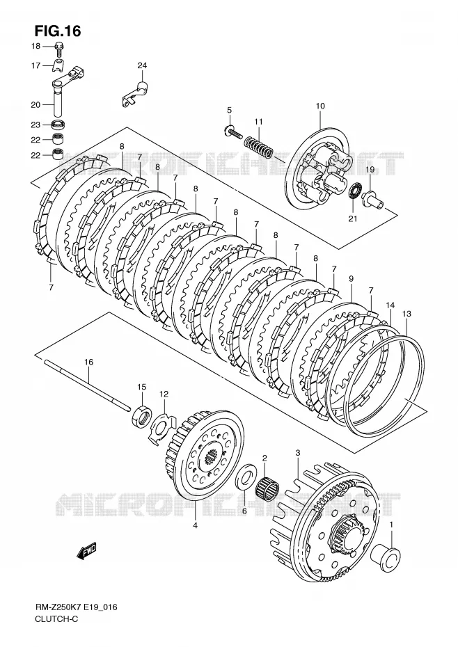 KOPPELING (MODEL K7) Suzuki MOTO 250 RM-Z 2008  RM-Z250K8(E19)