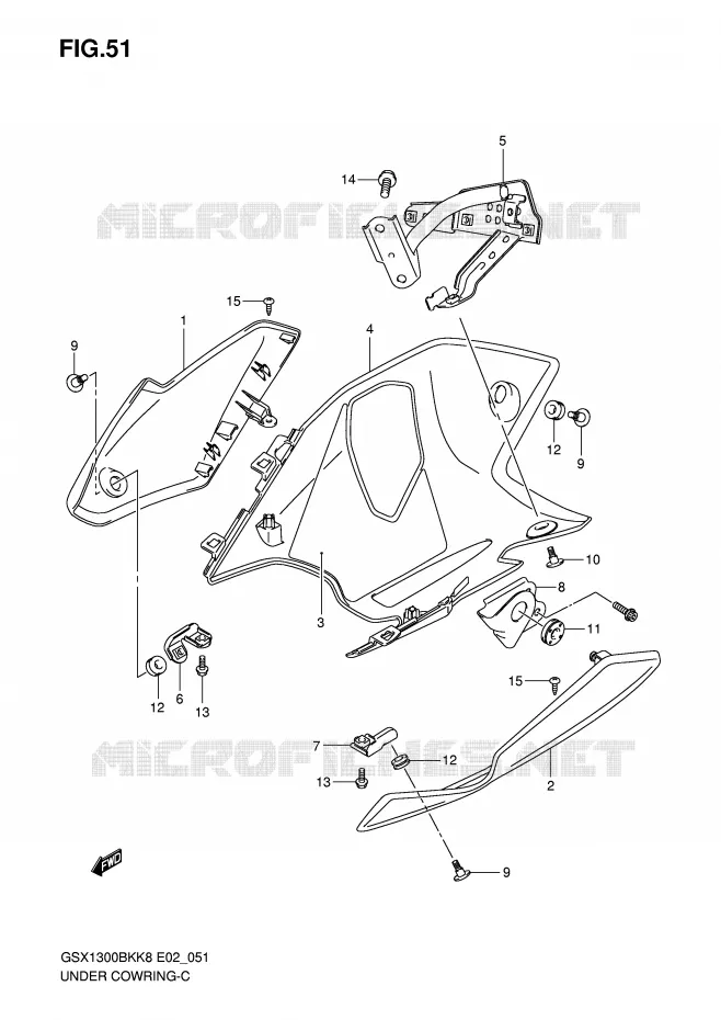 ONDER COWLING (MODEL K8/K9) Suzuki MOTO 1300 B-KING 2010  GSX1300BKU2K8(E2)